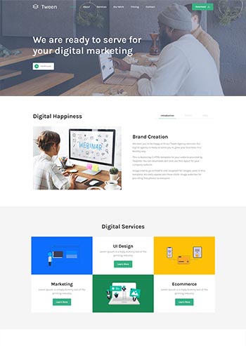 数字营销服务公司html5单页网页模板