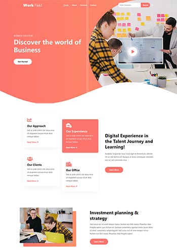 橙色商务策划品牌推广html网页模板