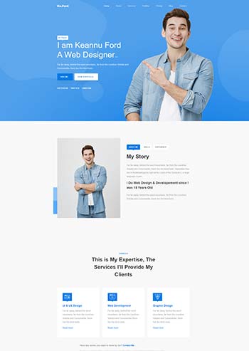 蓝色前端工程师UI设计师个人简历网页html模板