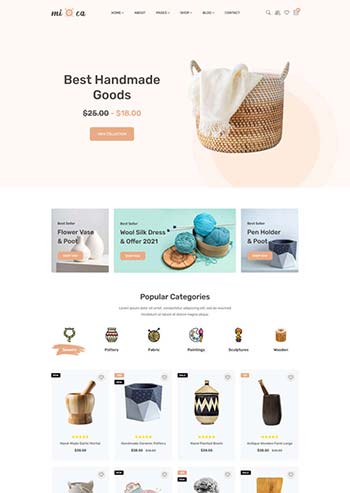 手工品艺术品商店html模板